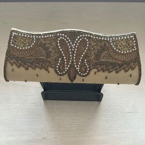 Sunbeam Gold and Brown Beaded Clutch